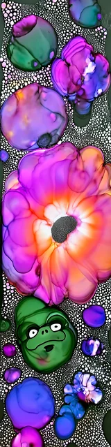 Free abstract bookmark featuring an almost floral design with a green face